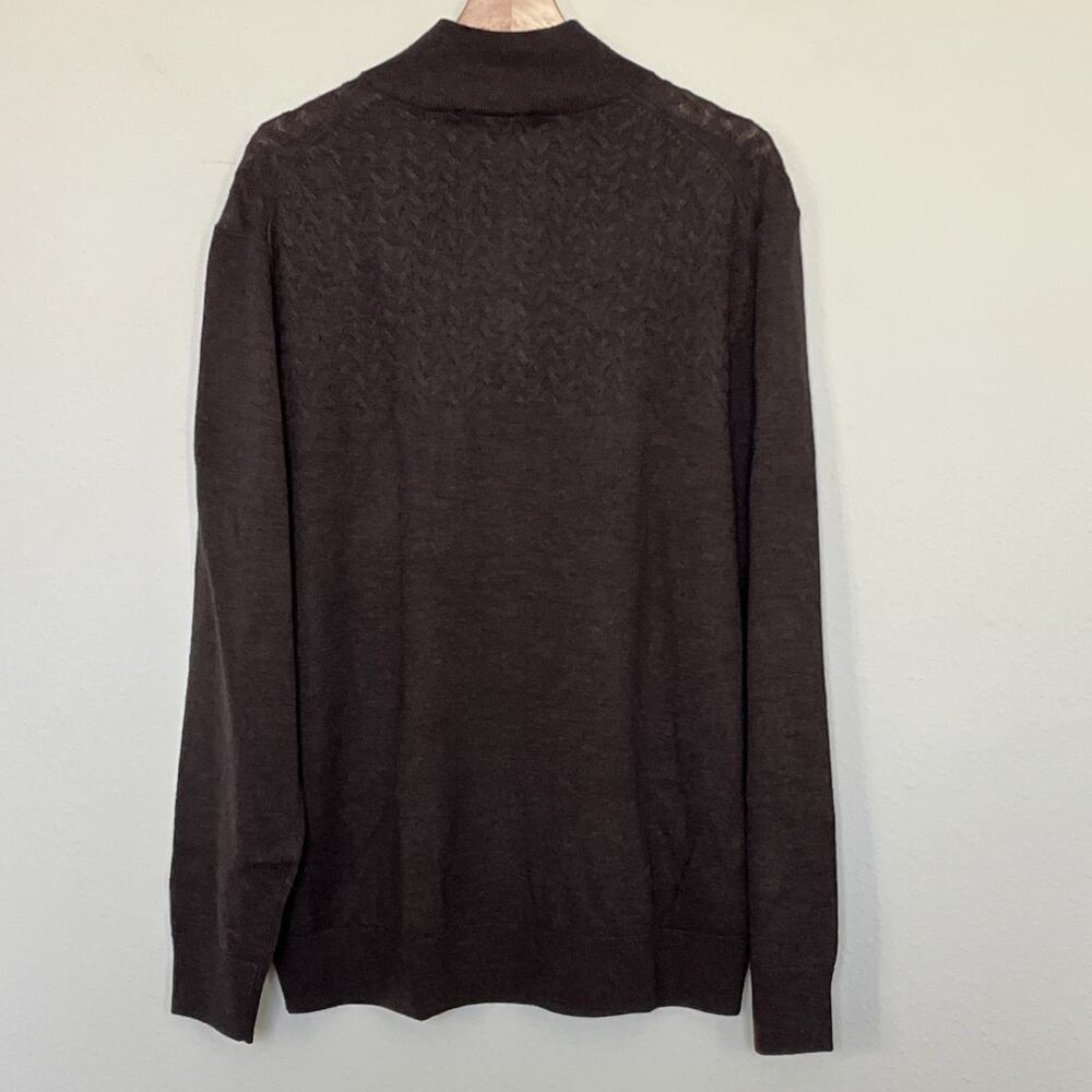 Mens TURNBURY MERINO WOOL Dark Brown Sweater Pullover Mock Neck Long Sleeve XL - Picture 7 of 8